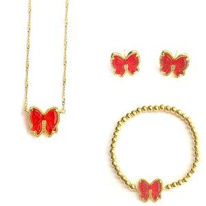 Kendra Scott Haley Bow Red Mother-of-Pearl Necklace Set (3-piece set)
